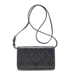 BALENCIAGA Quilted Shoulder Bag Leather Black